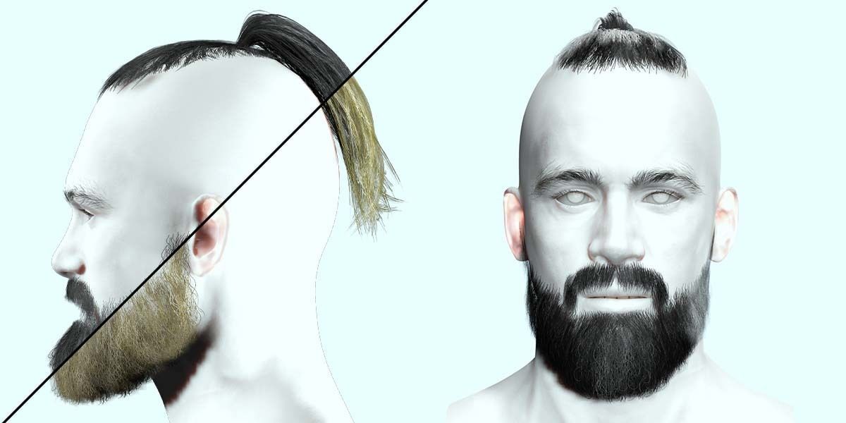Realistic Mlae Hair - Viking Ponytail Style Low-poly 3D model_1