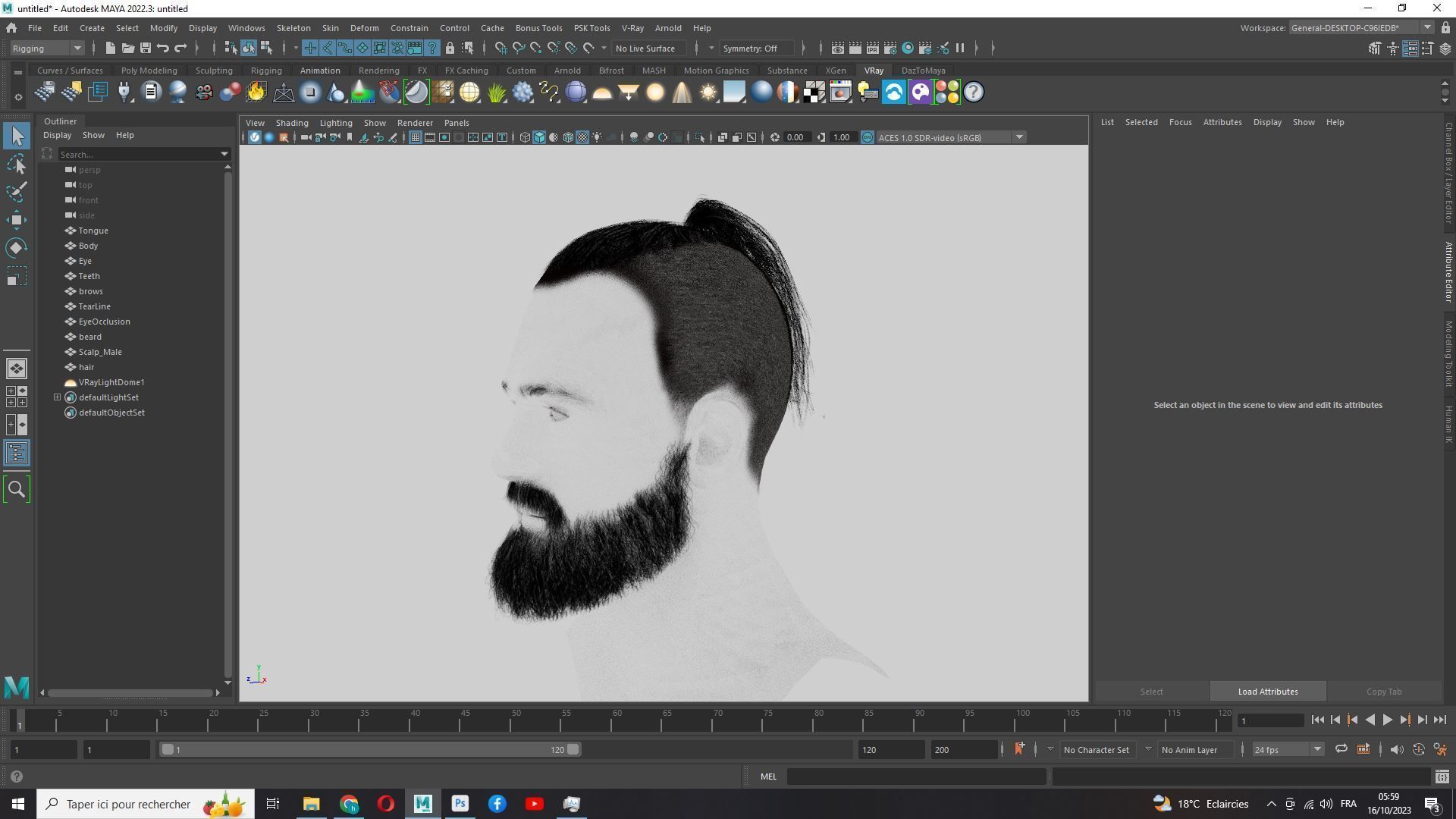 Realistic Mlae Hair - Viking Ponytail Style Low-poly 3D model_17