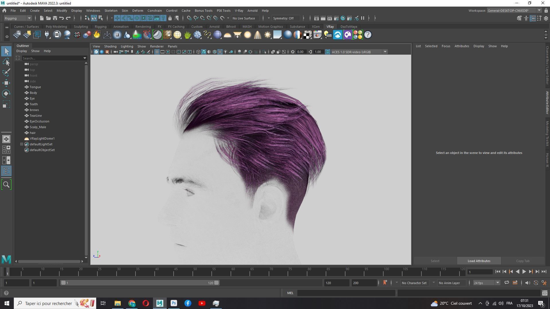 Realistic Male Hair - Slicked Back Style Low-Poly Low-poly 3D model_17