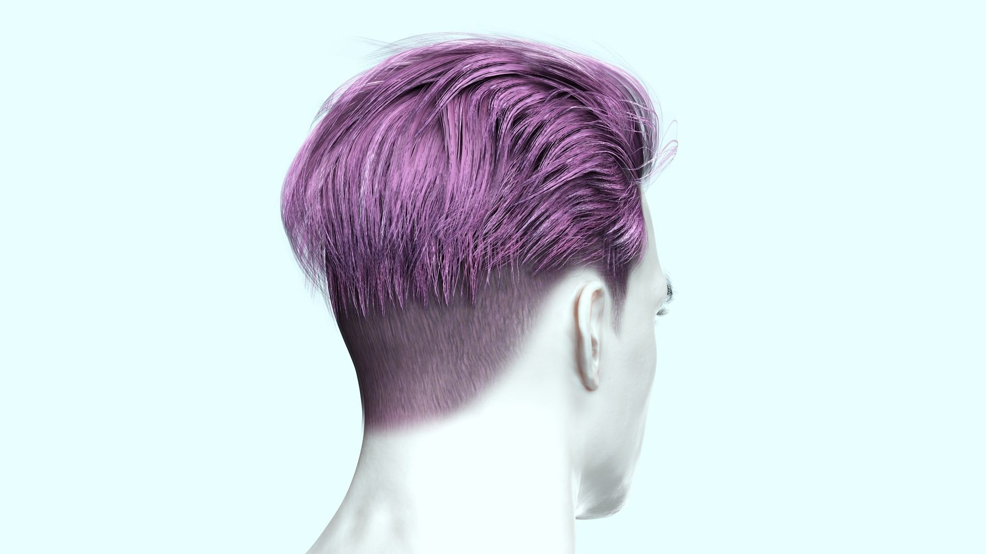 Realistic Male Hair - Slicked Back Style Low-Poly Low-poly 3D model_11