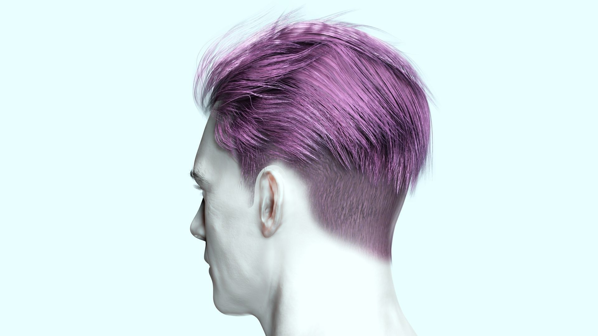 Realistic Male Hair - Slicked Back Style Low-Poly Low-poly 3D model_9