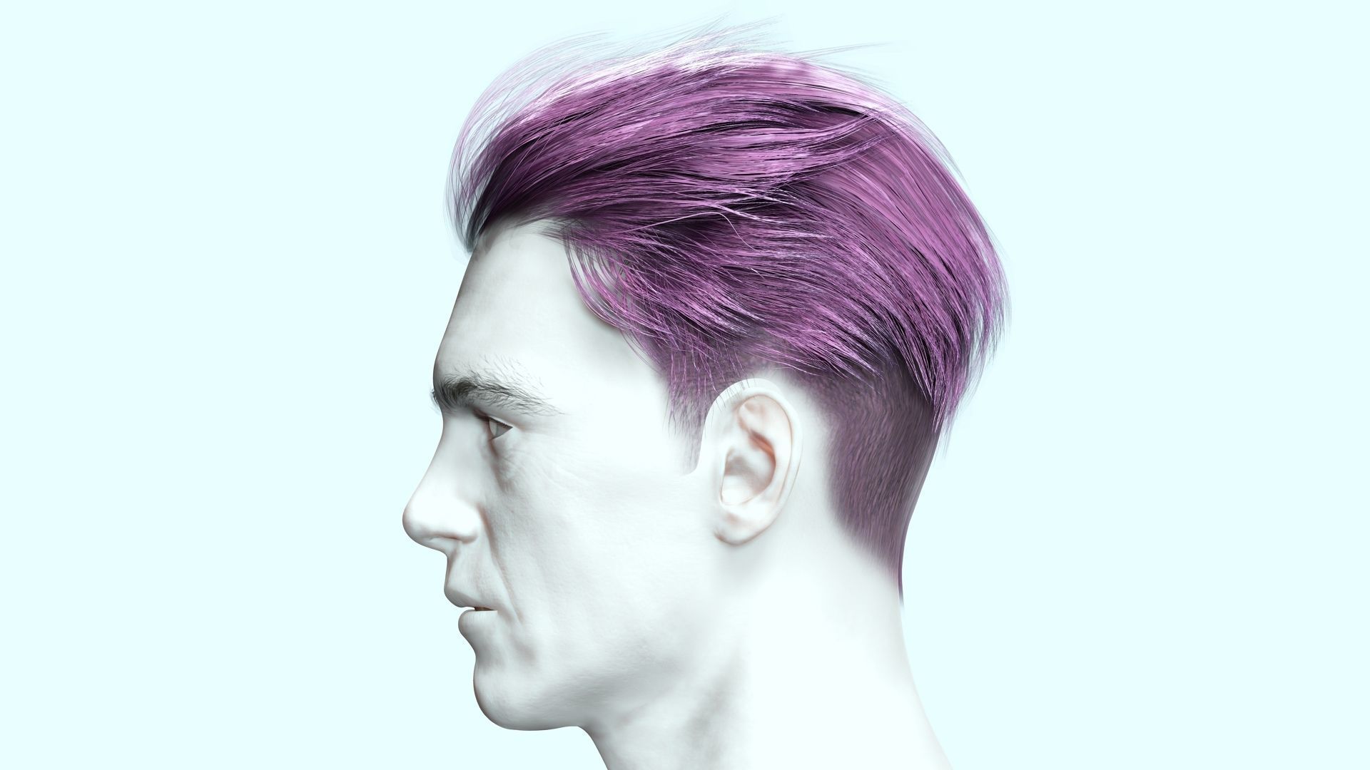 Realistic Male Hair - Slicked Back Style Low-Poly Low-poly 3D model_8