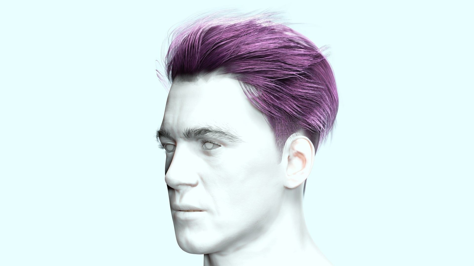Realistic Male Hair - Slicked Back Style Low-Poly Low-poly 3D model_7