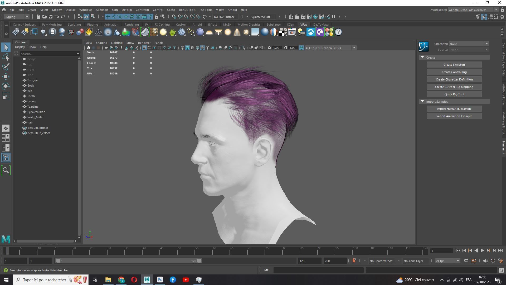 Realistic Male Hair - Slicked Back Style Low-Poly Low-poly 3D model_16