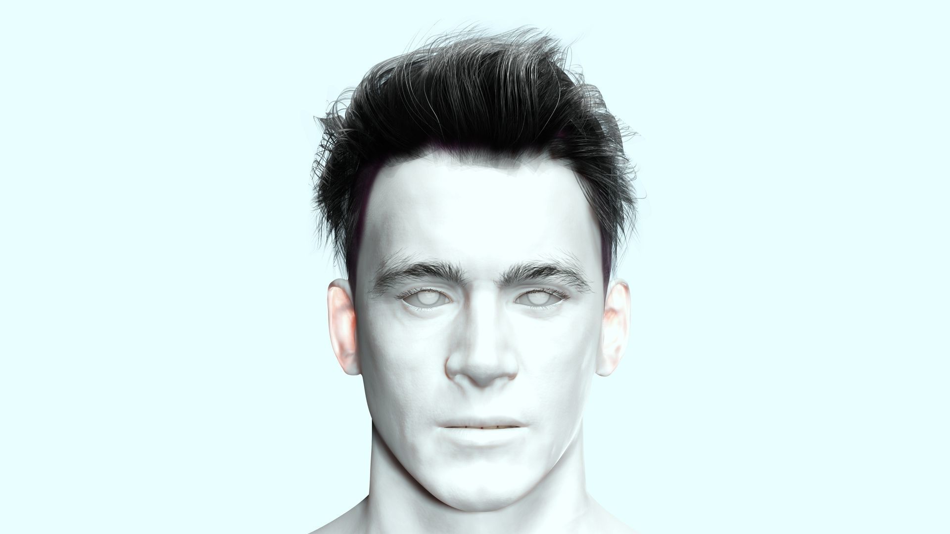 Realistic Male Hair - Slicked Back Style Low-Poly Low-poly 3D model_5