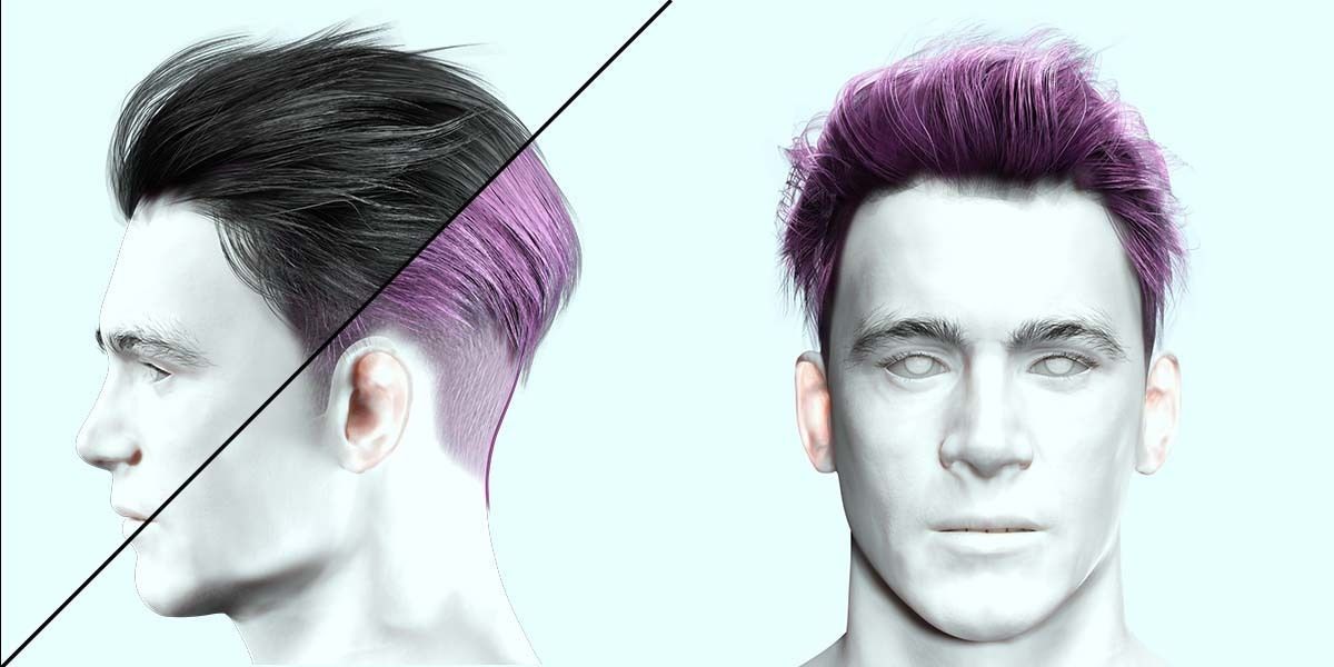 Realistic Male Hair - Slicked Back Style Low-Poly Low-poly 3D model_1