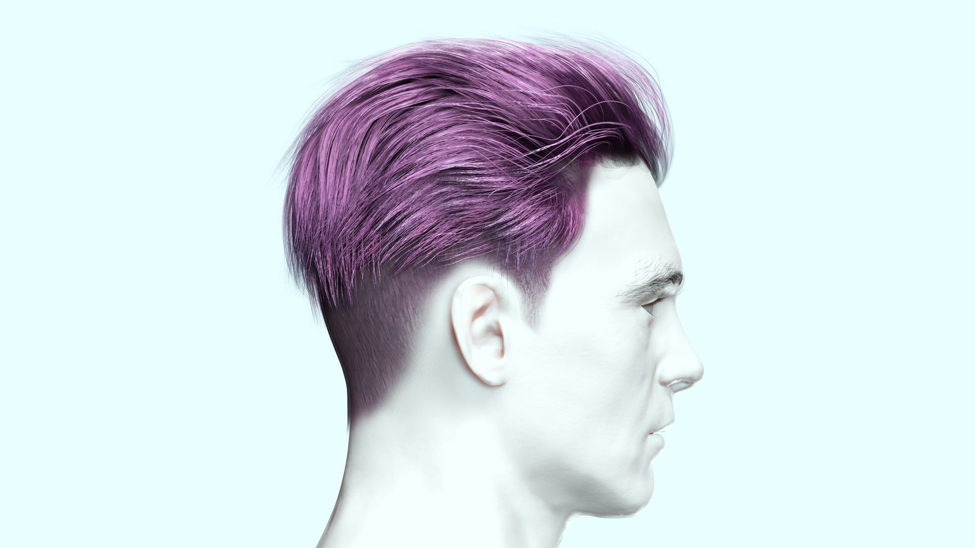 Realistic Male Hair - Slicked Back Style Low-Poly Low-poly 3D model_12