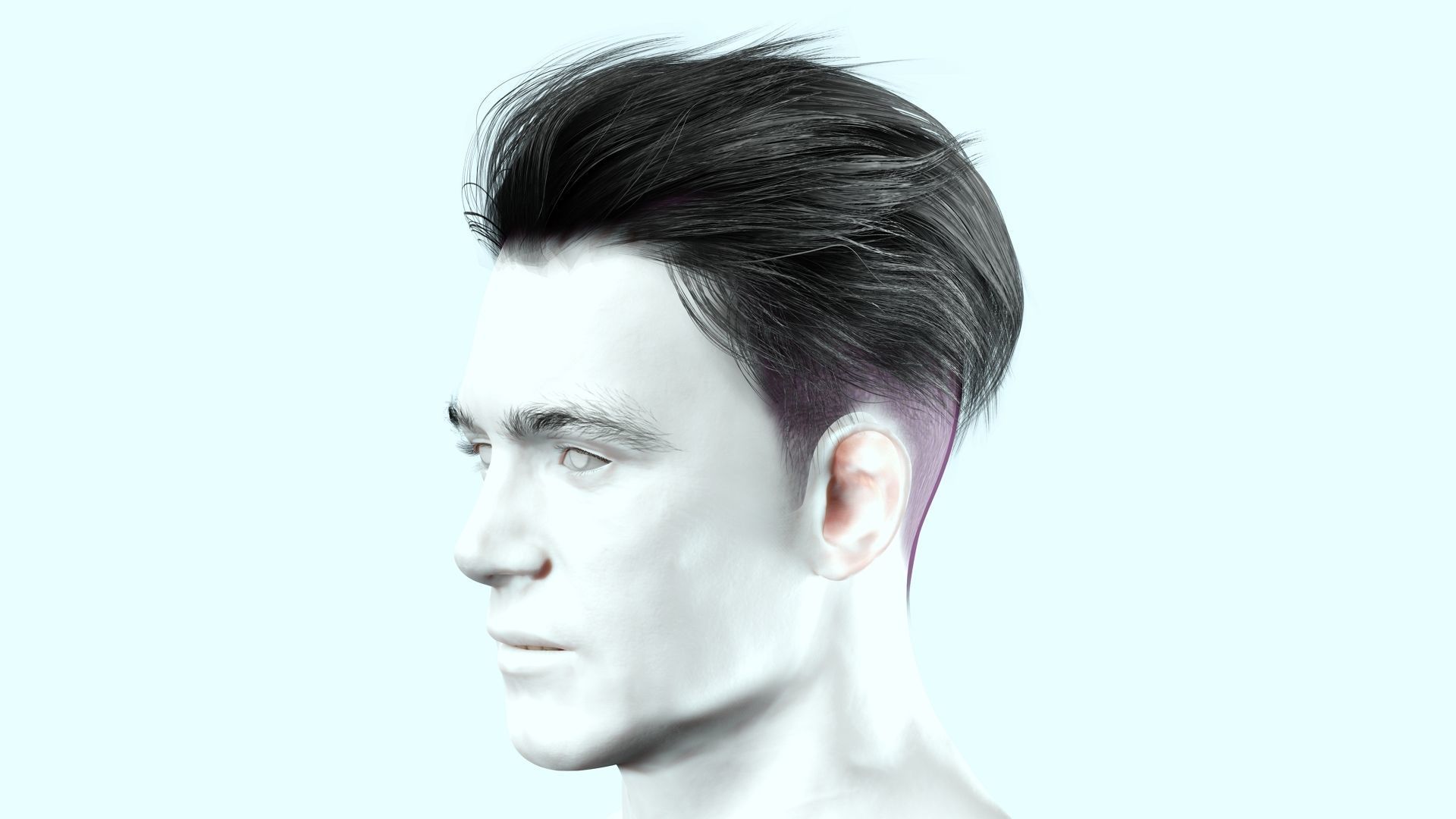 Realistic Male Hair - Slicked Back Style Low-Poly Low-poly 3D model_4