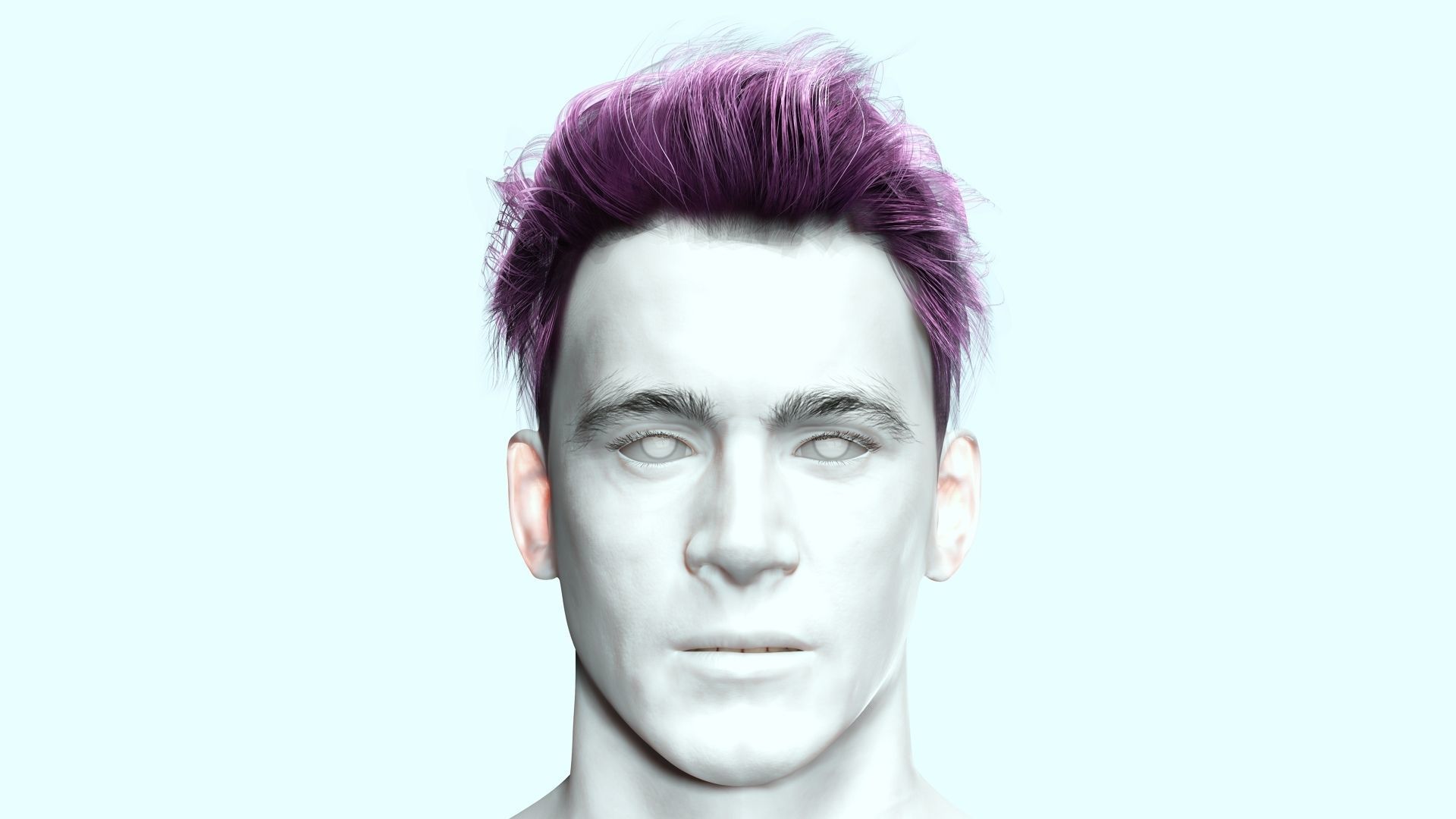 Realistic Male Hair - Slicked Back Style Low-Poly Low-poly 3D model_6