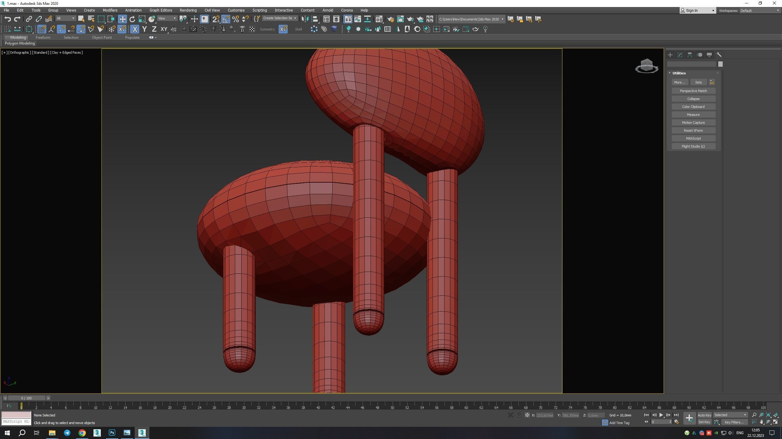 CHAIR FLOCK CS1 Low-poly 3D model_10