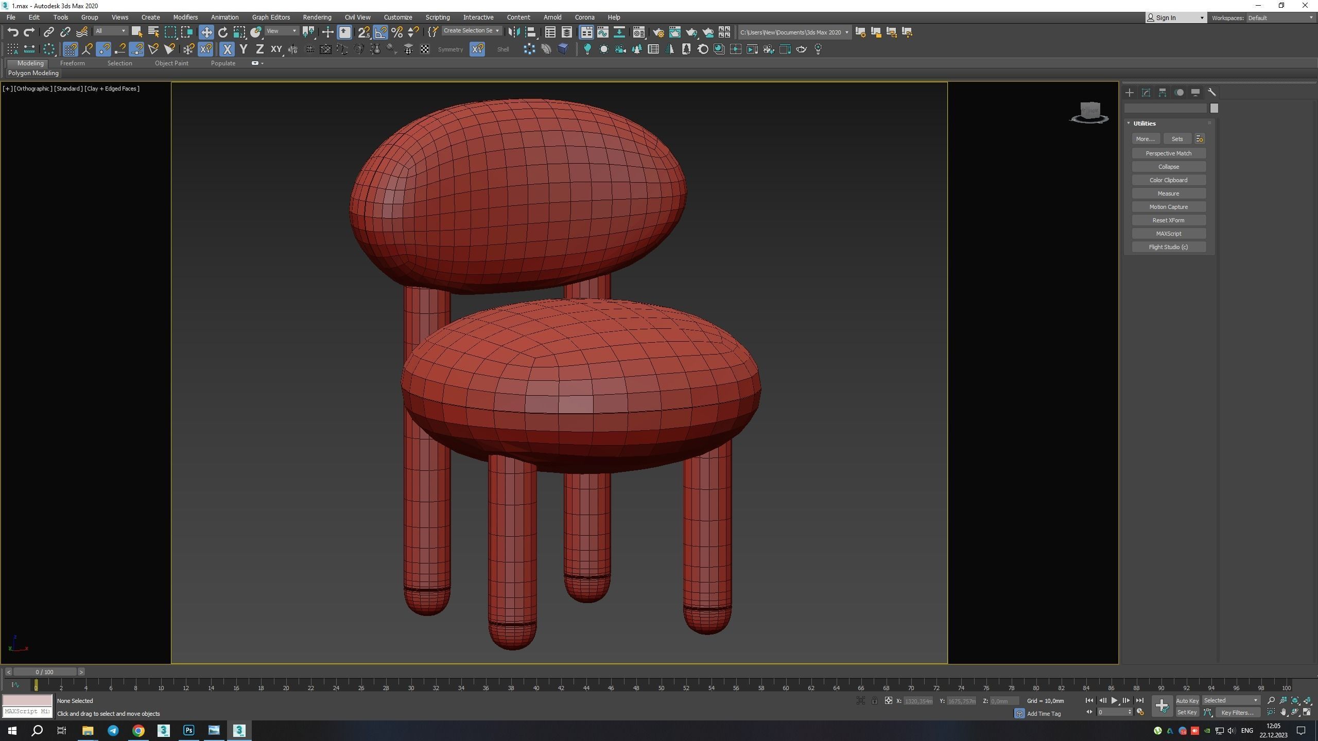 CHAIR FLOCK CS1 Low-poly 3D model_7