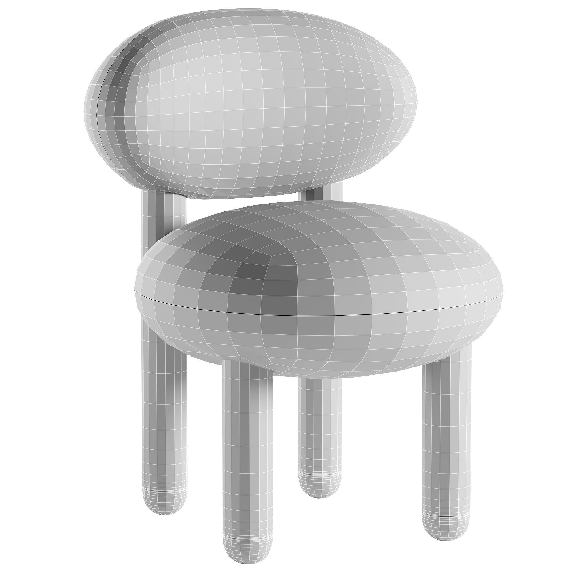 CHAIR FLOCK CS1 Low-poly 3D model_5