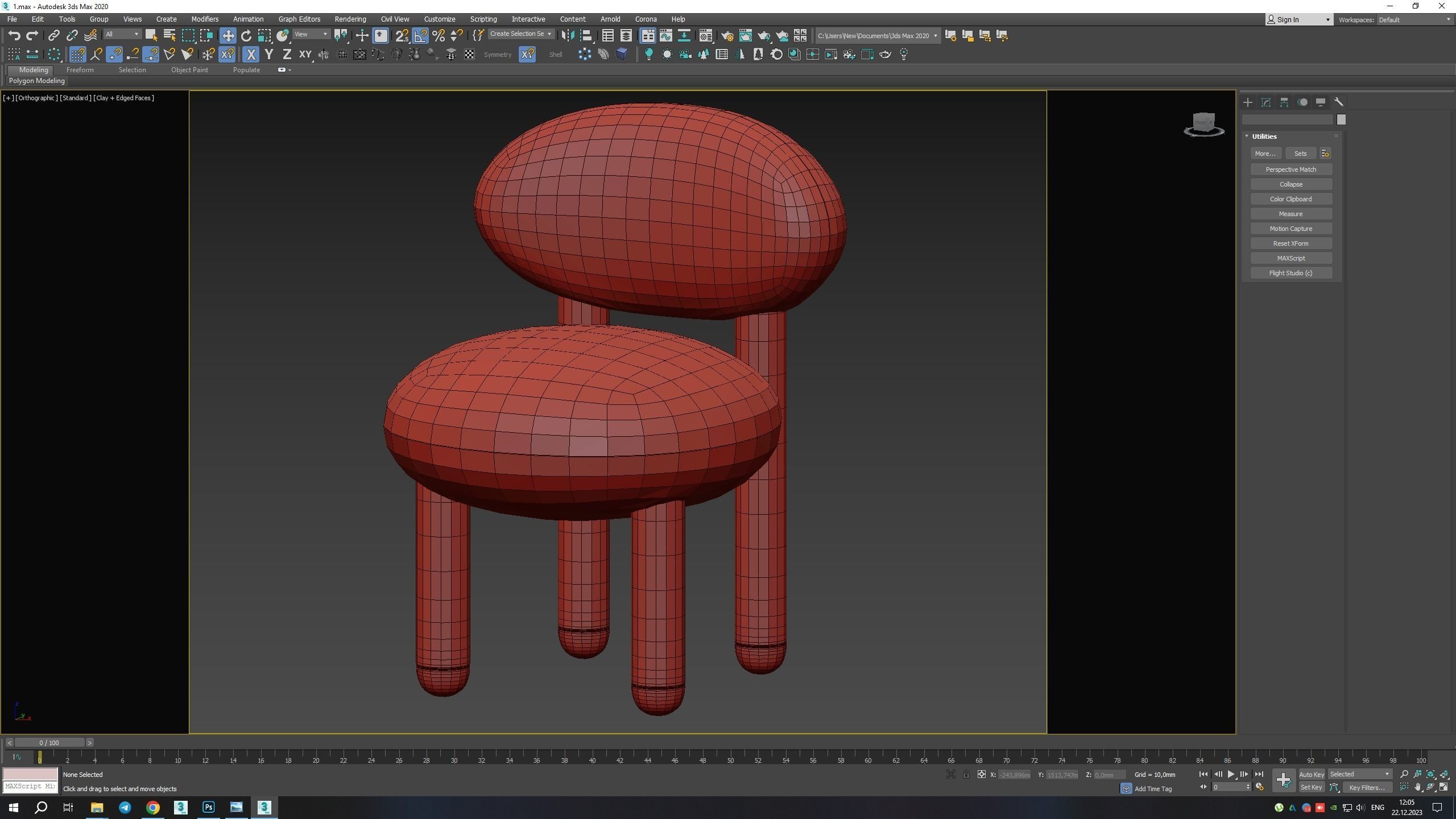 CHAIR FLOCK CS1 Low-poly 3D model_8