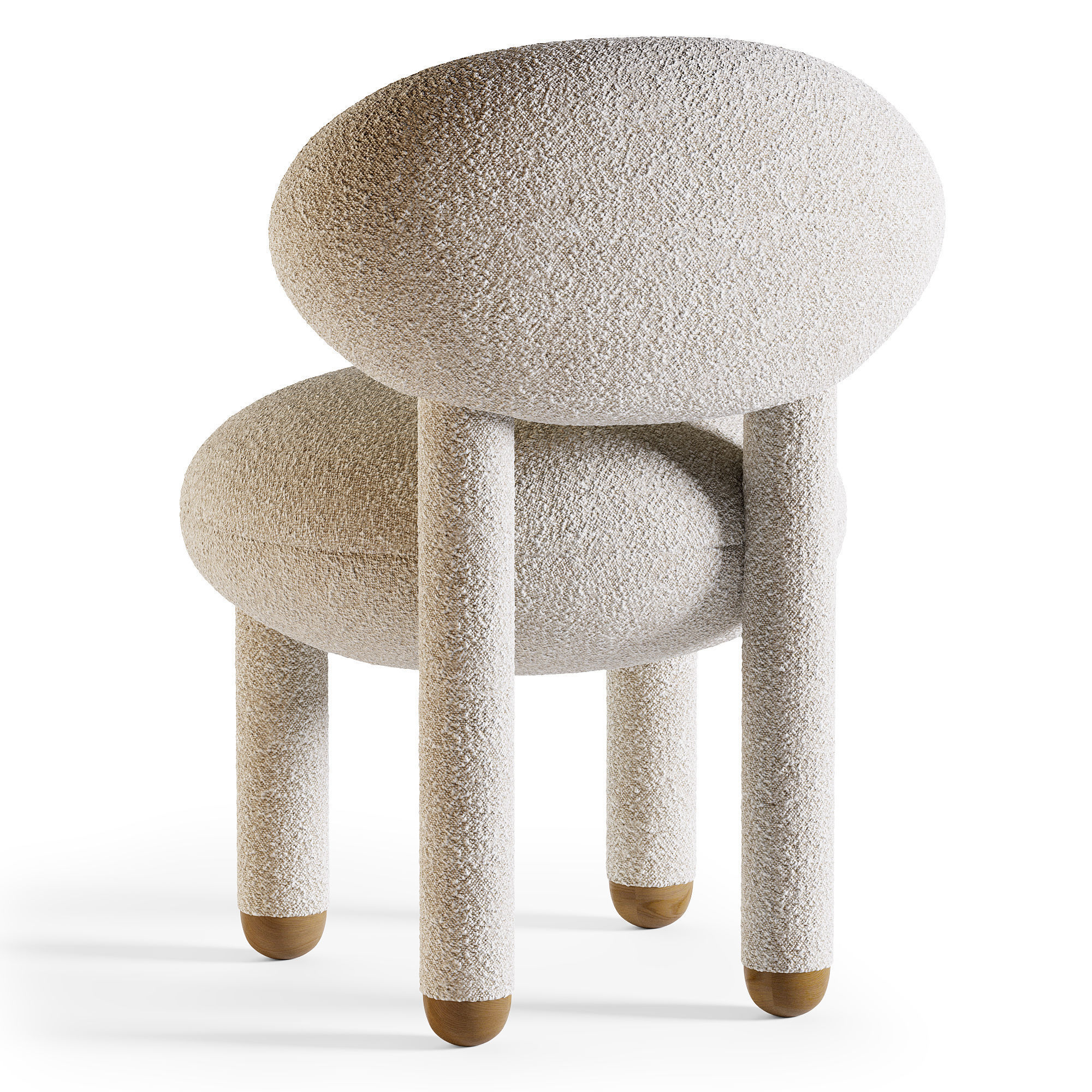 CHAIR FLOCK CS1 Low-poly 3D model_3