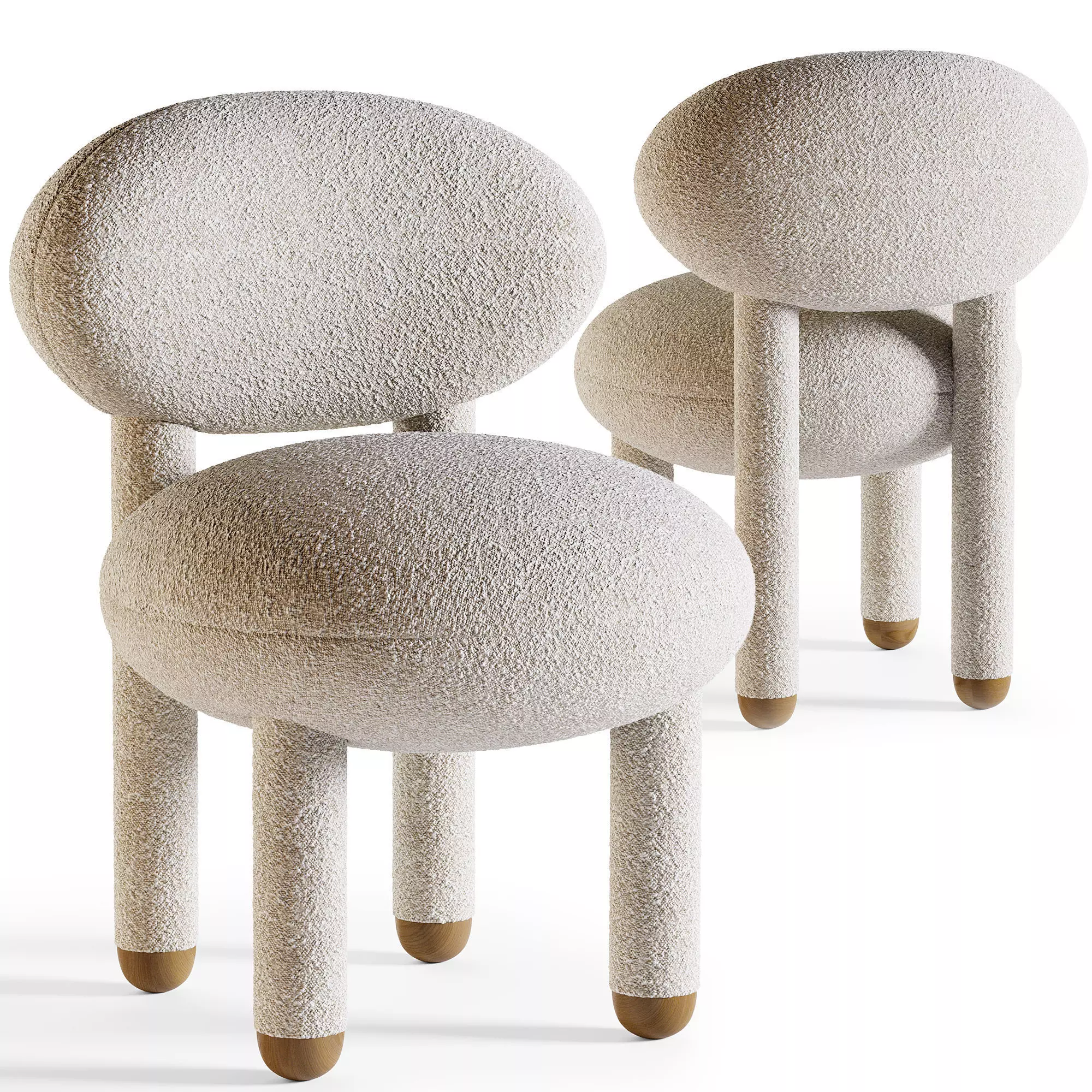 CHAIR FLOCK CS1 Low-poly 3D model_0