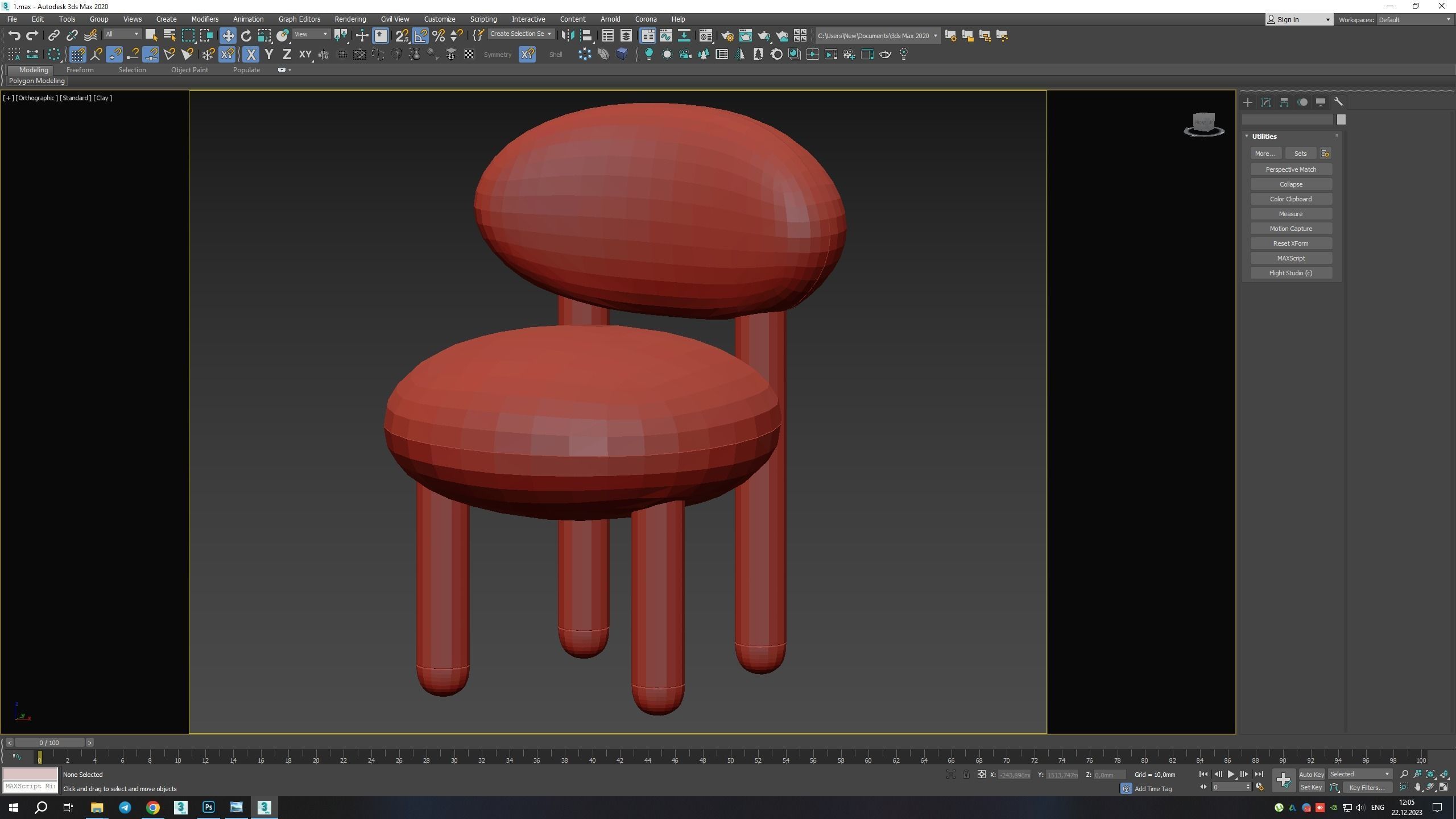 CHAIR FLOCK CS1 Low-poly 3D model_9
