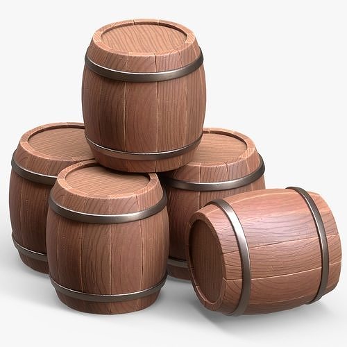 Wooden Barrel Low-poly 3D model