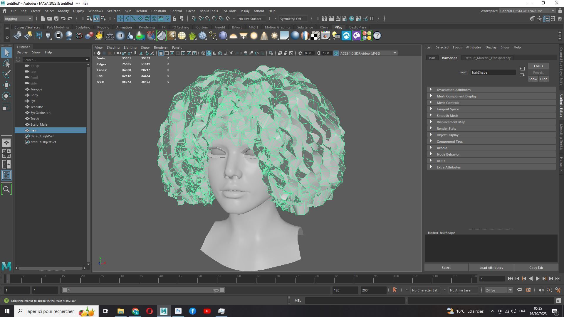 Realistic Female Hair - Kinky Curly Low-Poly Low-poly 3D model_16