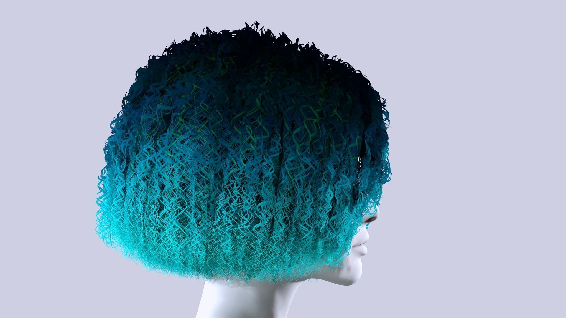 Realistic Female Hair - Kinky Curly Low-Poly Low-poly 3D model_8