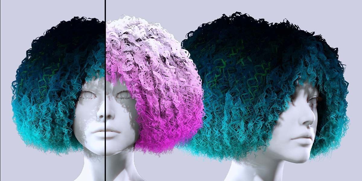 Realistic Female Hair - Kinky Curly Low-Poly Low-poly 3D model_1