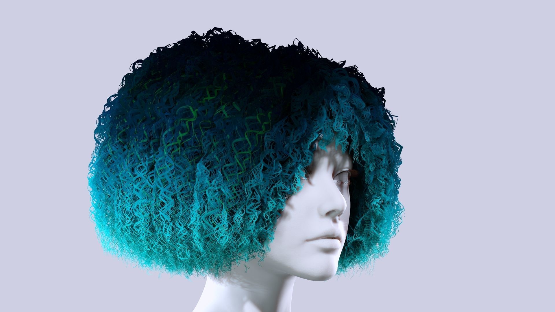 Realistic Female Hair - Kinky Curly Low-Poly Low-poly 3D model_9
