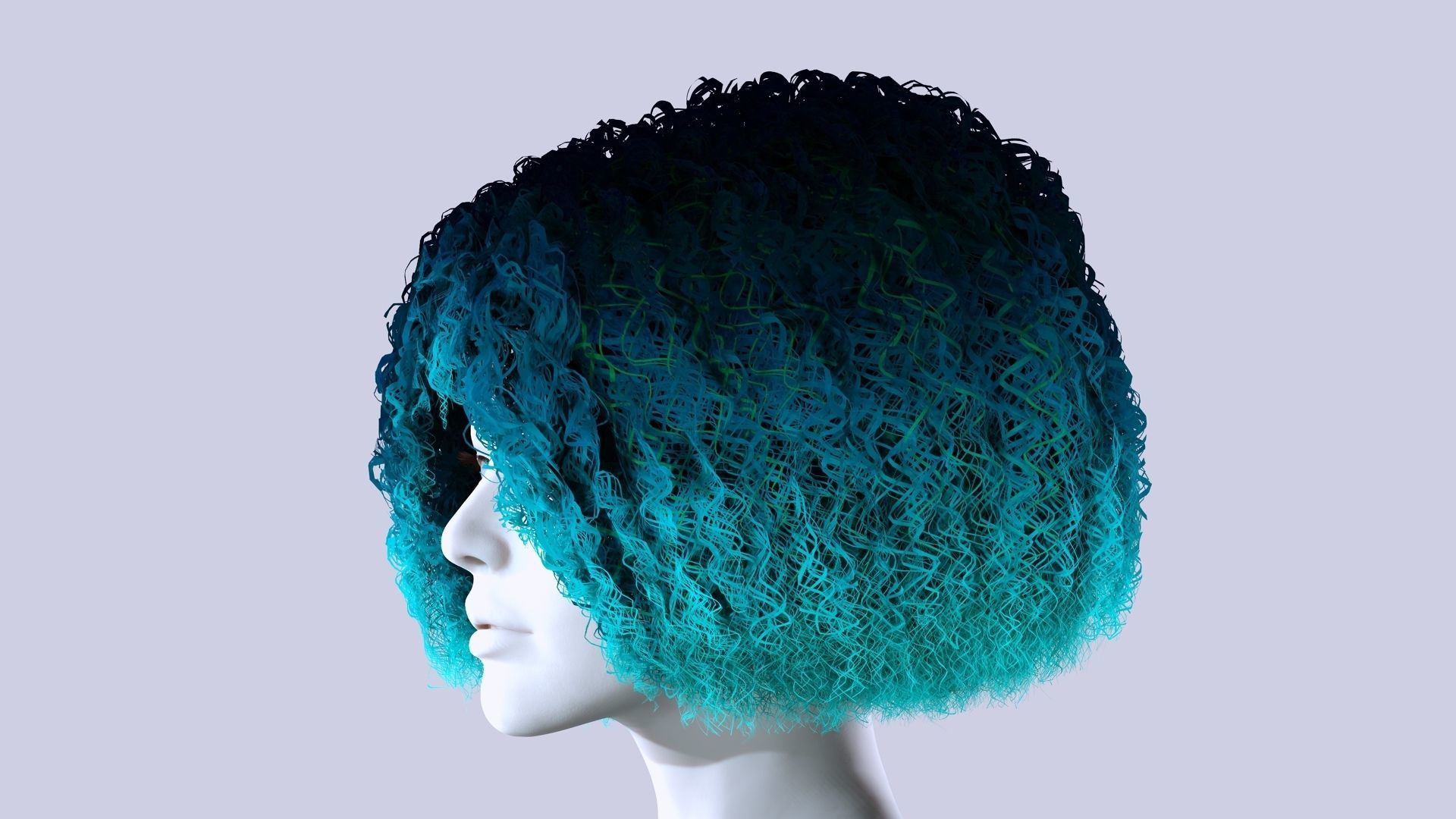 Realistic Female Hair - Kinky Curly Low-Poly Low-poly 3D model_4
