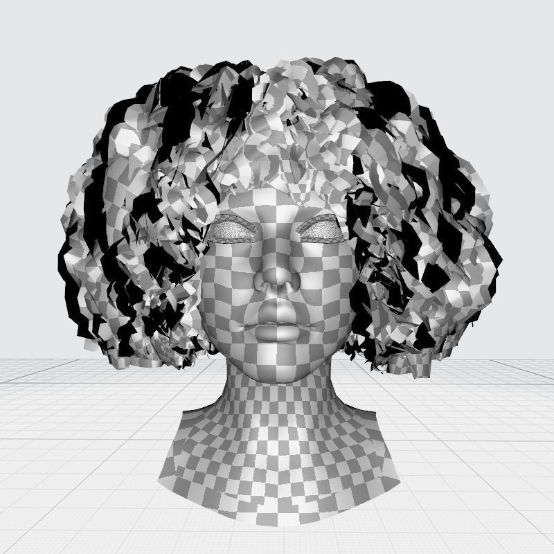 Realistic Female Hair - Kinky Curly Low-Poly Low-poly 3D model_26