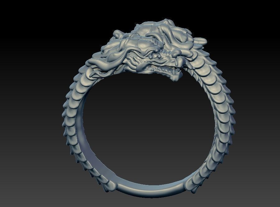 Vintage dragon rings silver Adjustable Ring 3D print model_5