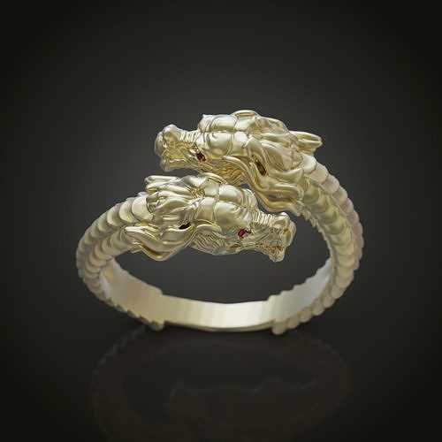 Vintage dragon rings silver Adjustable Ring 3D print model