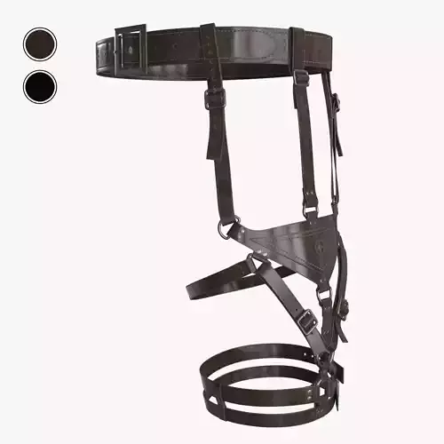 Leather Harness Leg Pouch Tactical Hunting Low-poly 3D model