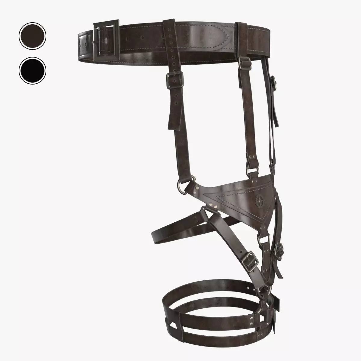 Leather Harness Leg Pouch Tactical Hunting Low-poly 3D model