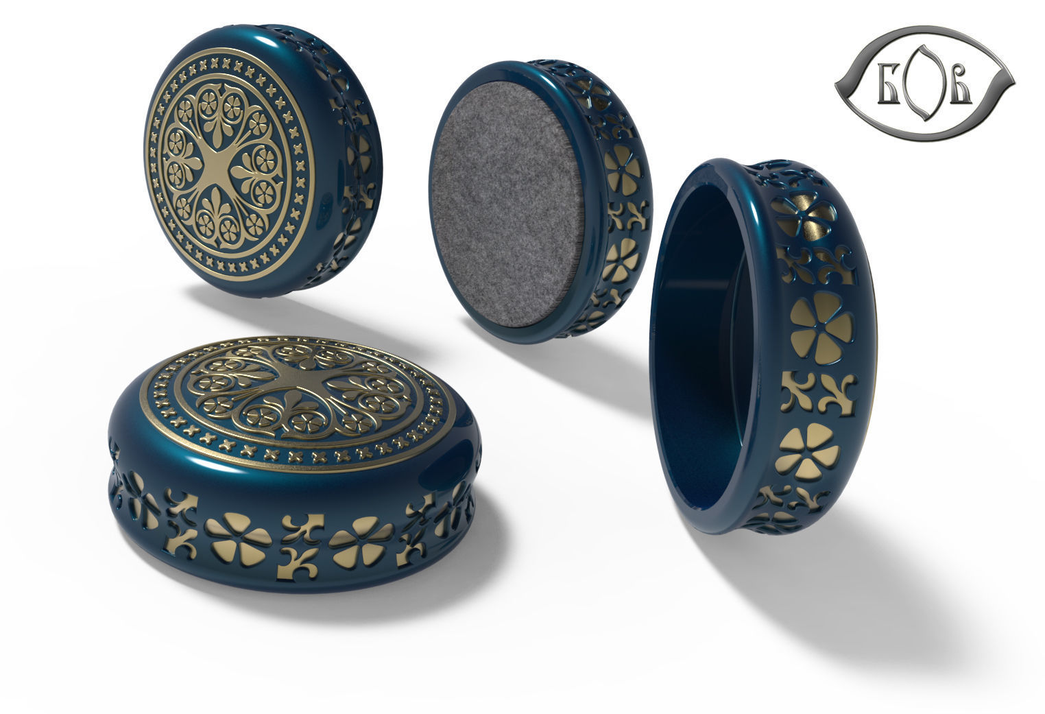 Chips Backgammon Checkers Europe pattern medieval style  3D print model_1