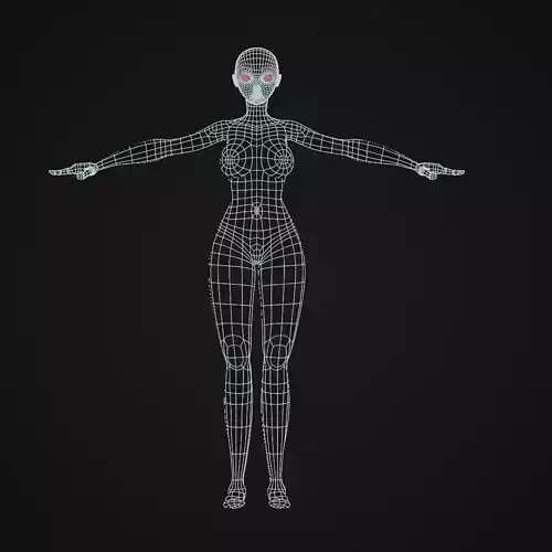 Stylized Female character base mesh with hair and eyes Low-poly 3D model Stylized Female character base mesh with hair and eyes Low-poly 3D model