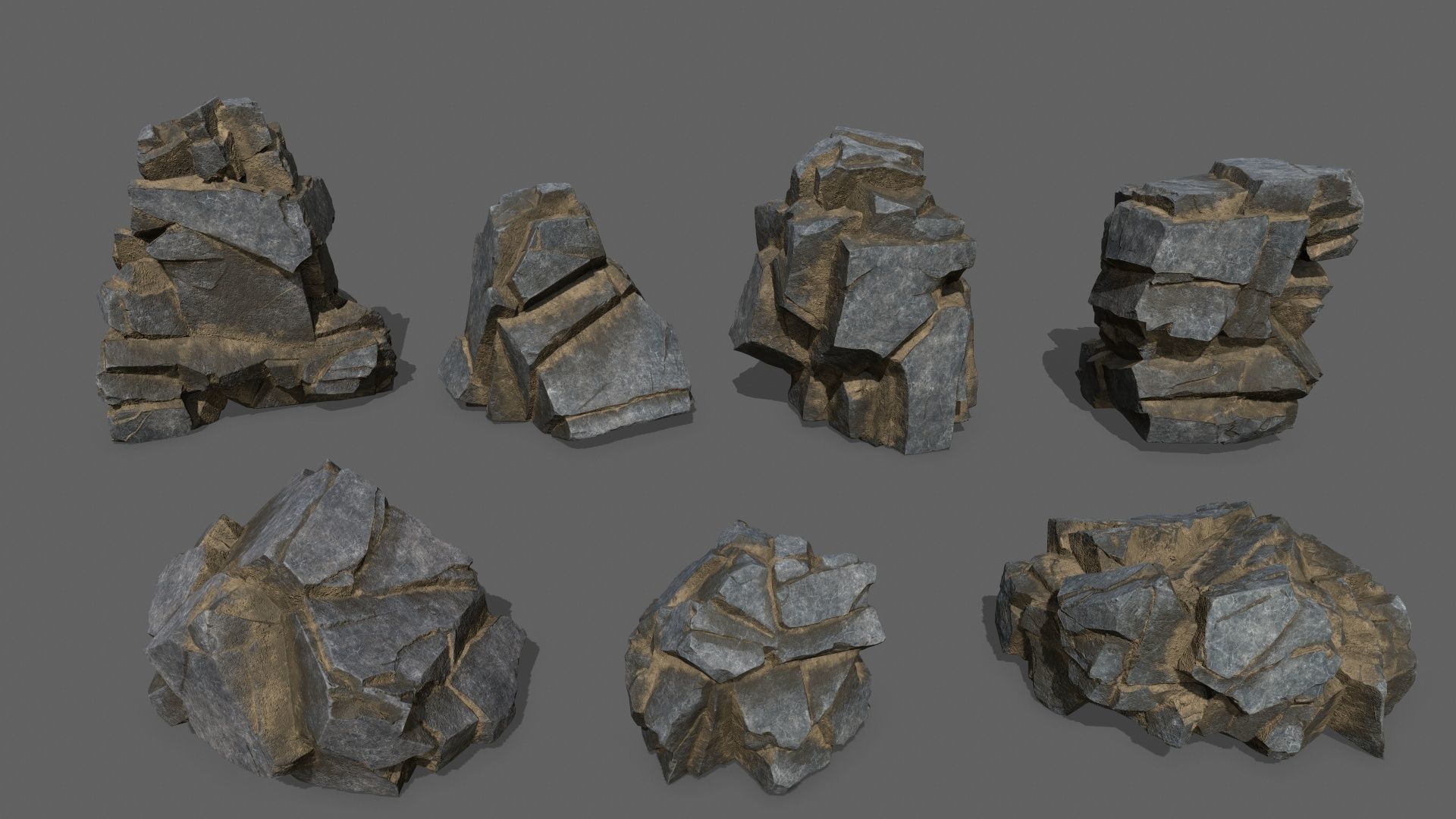 cliff rocks  Low-poly 3D model_1