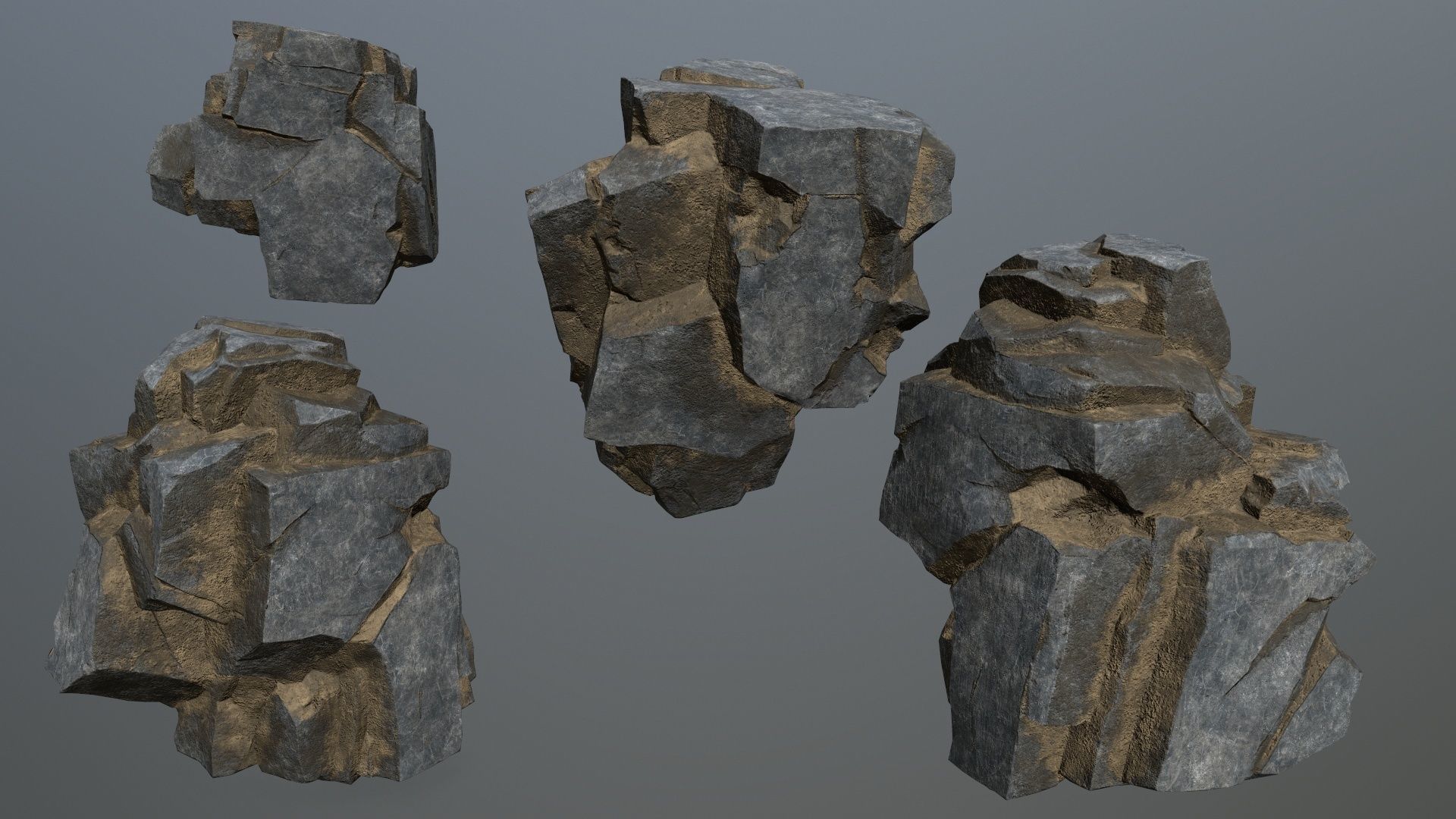 cliff rocks  Low-poly 3D model_14