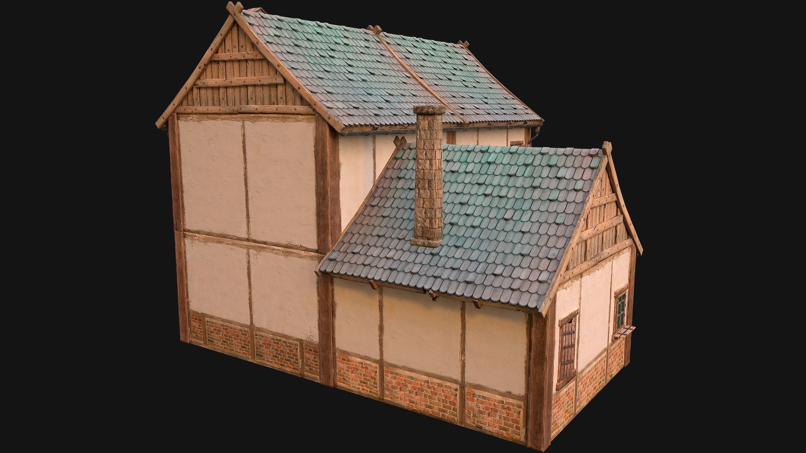 Medieval Town House Cottage Low-poly 3D model_13