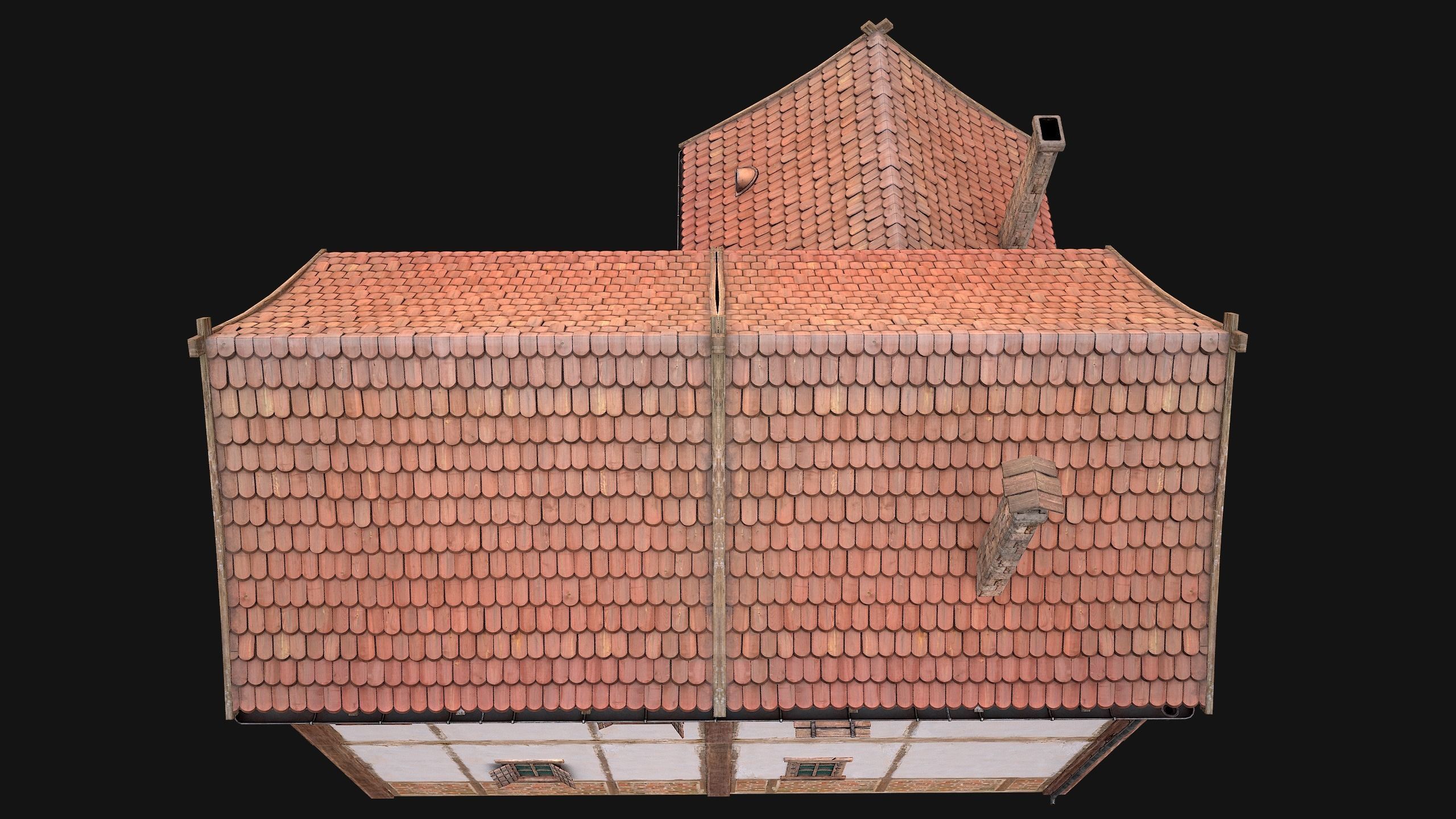 Medieval Town House Cottage Low-poly 3D model_16