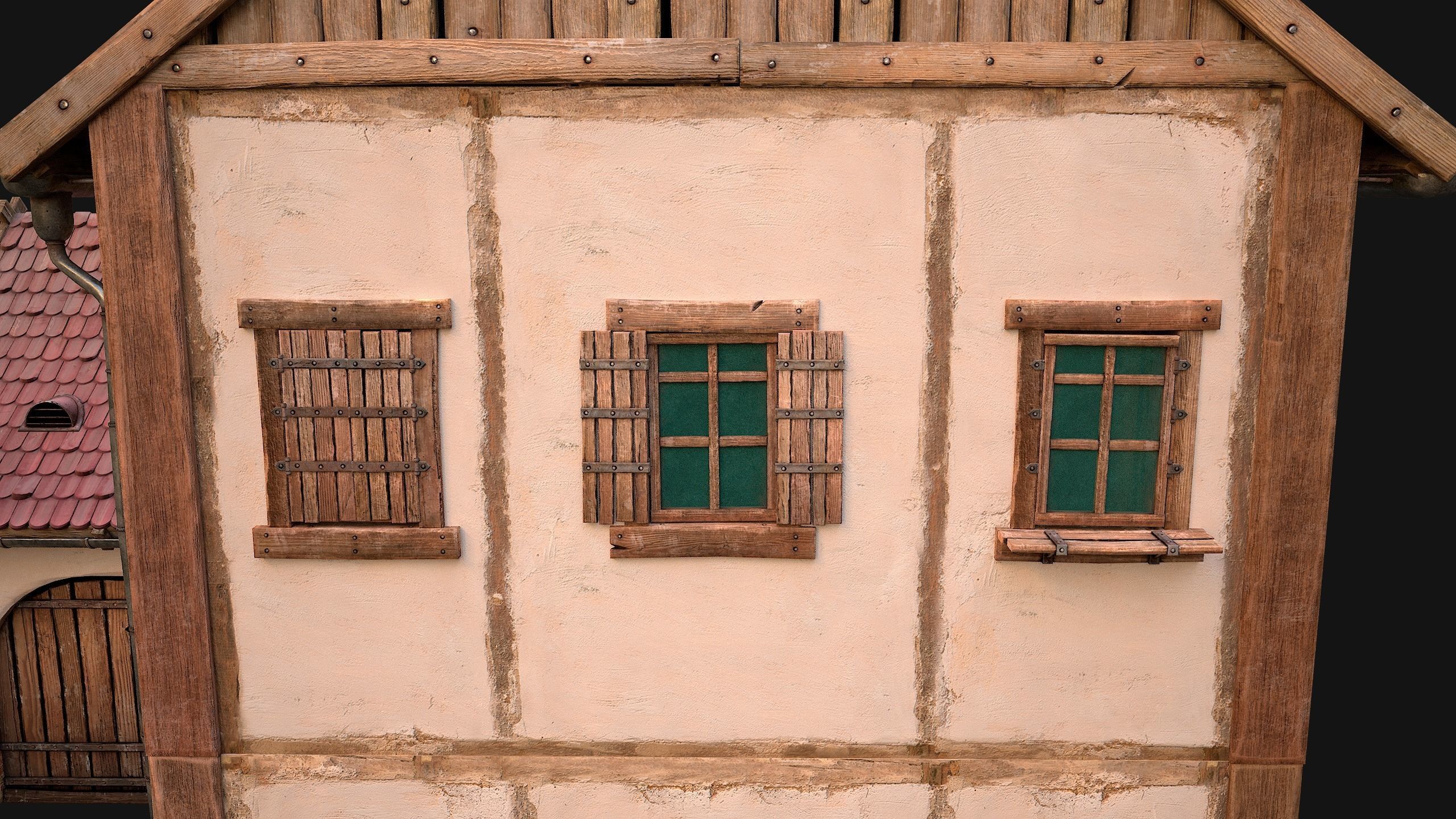 Medieval Town House Cottage Low-poly 3D model_24