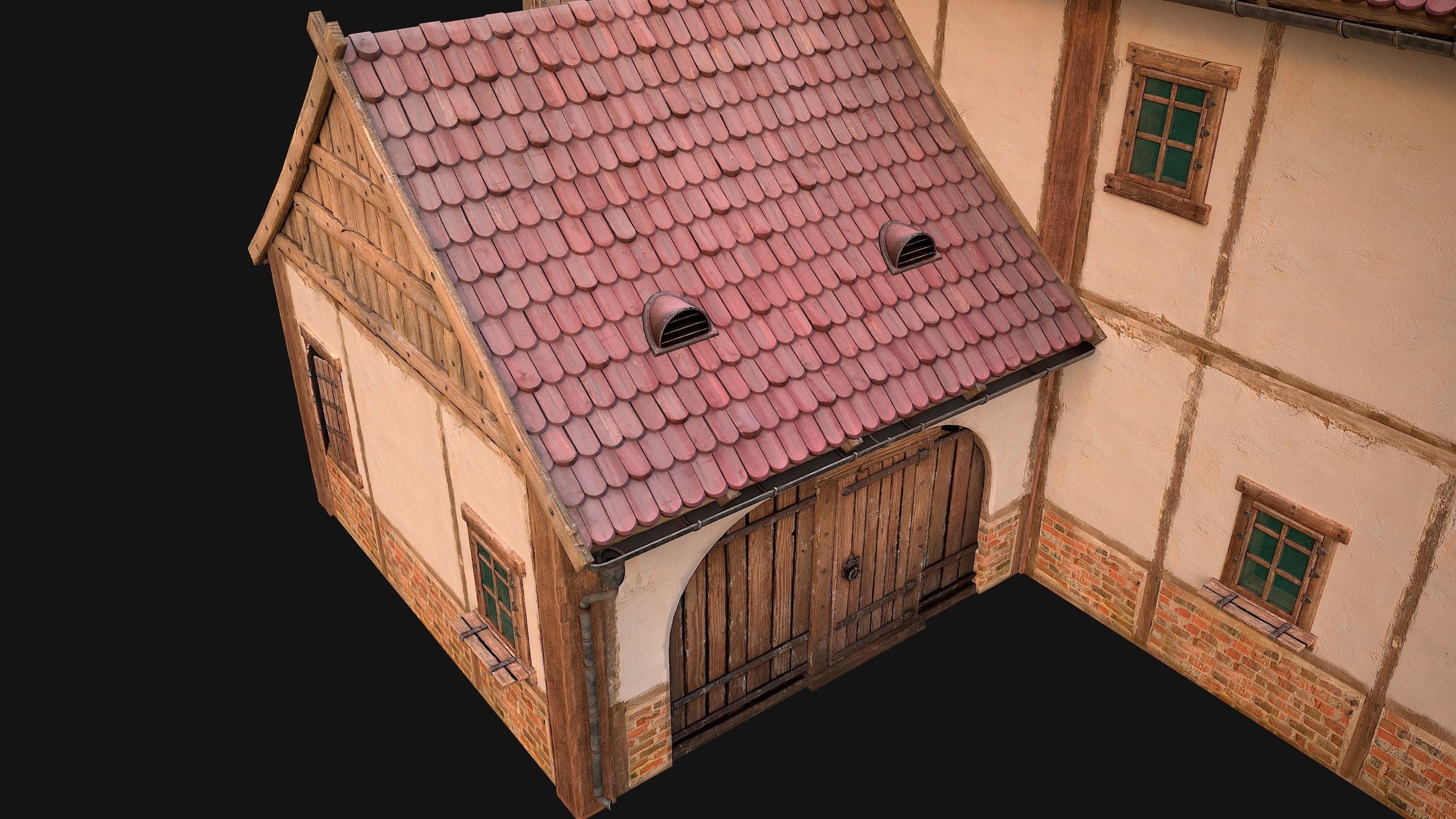 Medieval Town House Cottage Low-poly 3D model_23