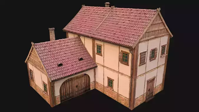 Medieval Town House Cottage Low-poly 3D model
