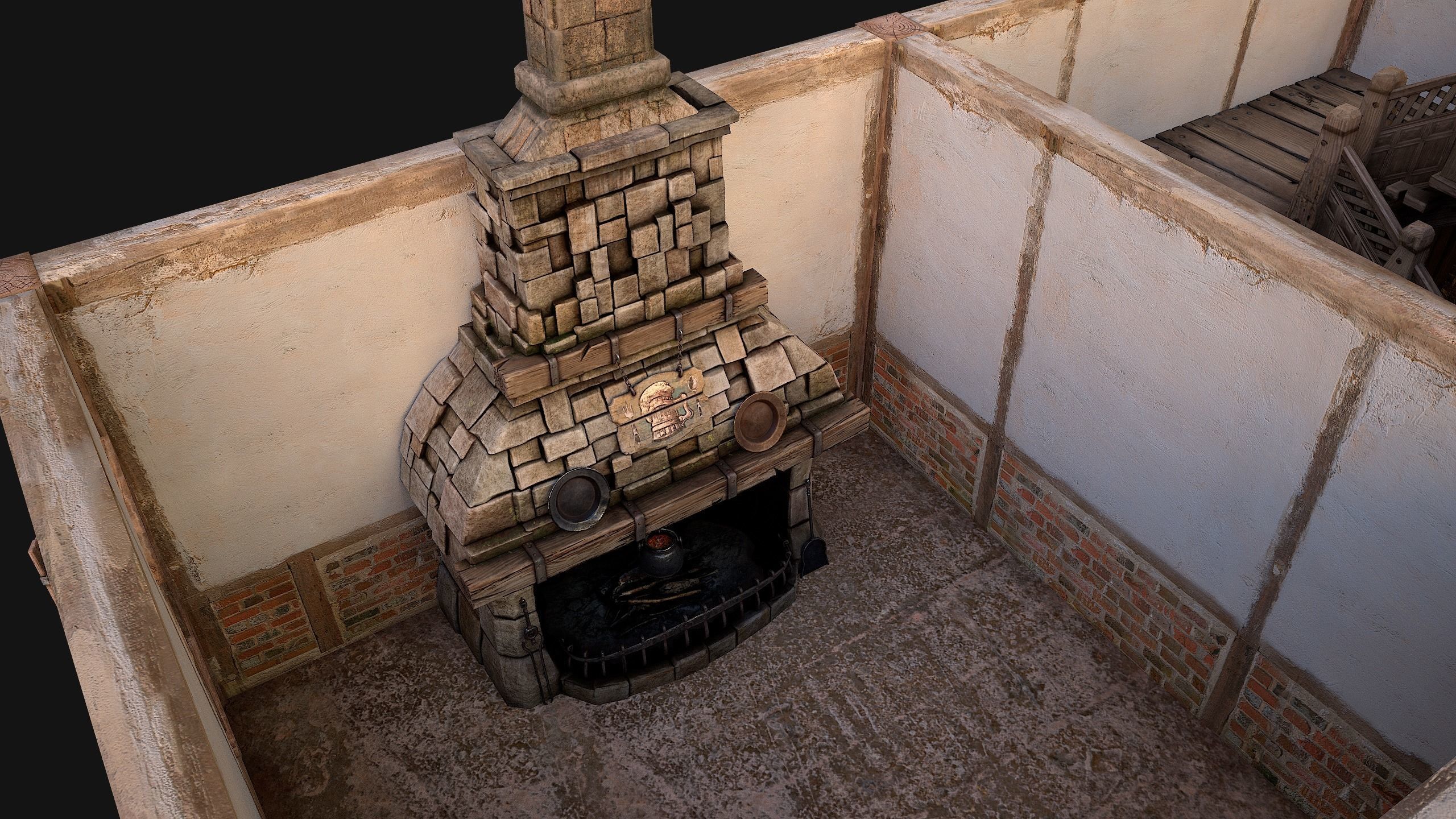 Medieval Town House Cottage Low-poly 3D model_31