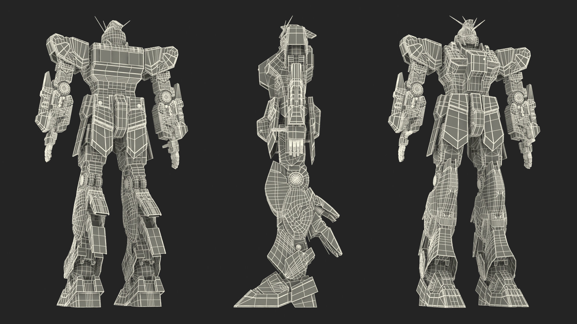 Yellow Combat Sci-Fi Robot 3D model_27