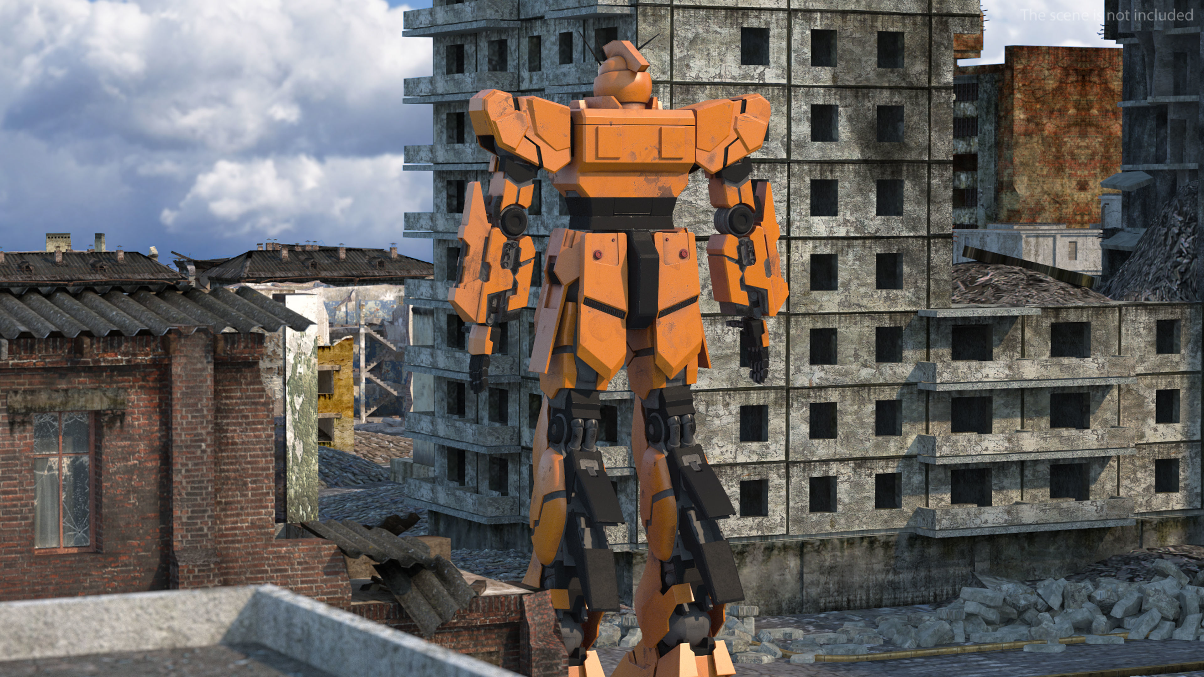 Yellow Combat Sci-Fi Robot 3D model_2