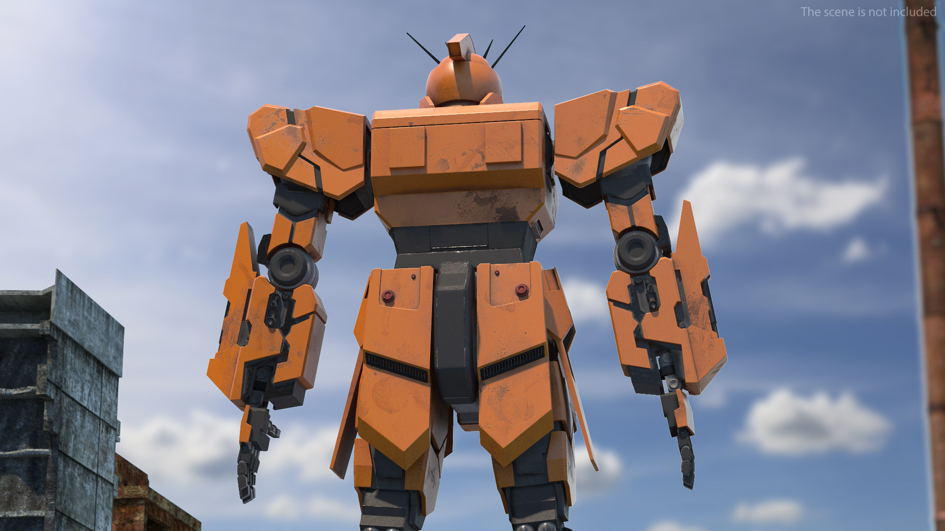 Yellow Combat Sci-Fi Robot 3D model_5