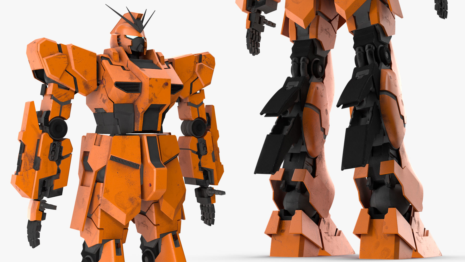 Yellow Combat Sci-Fi Robot 3D model_12