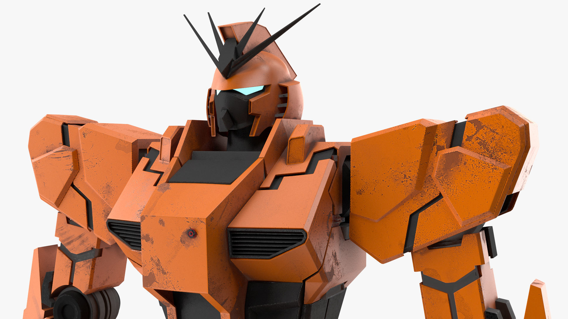 Yellow Combat Sci-Fi Robot 3D model_14