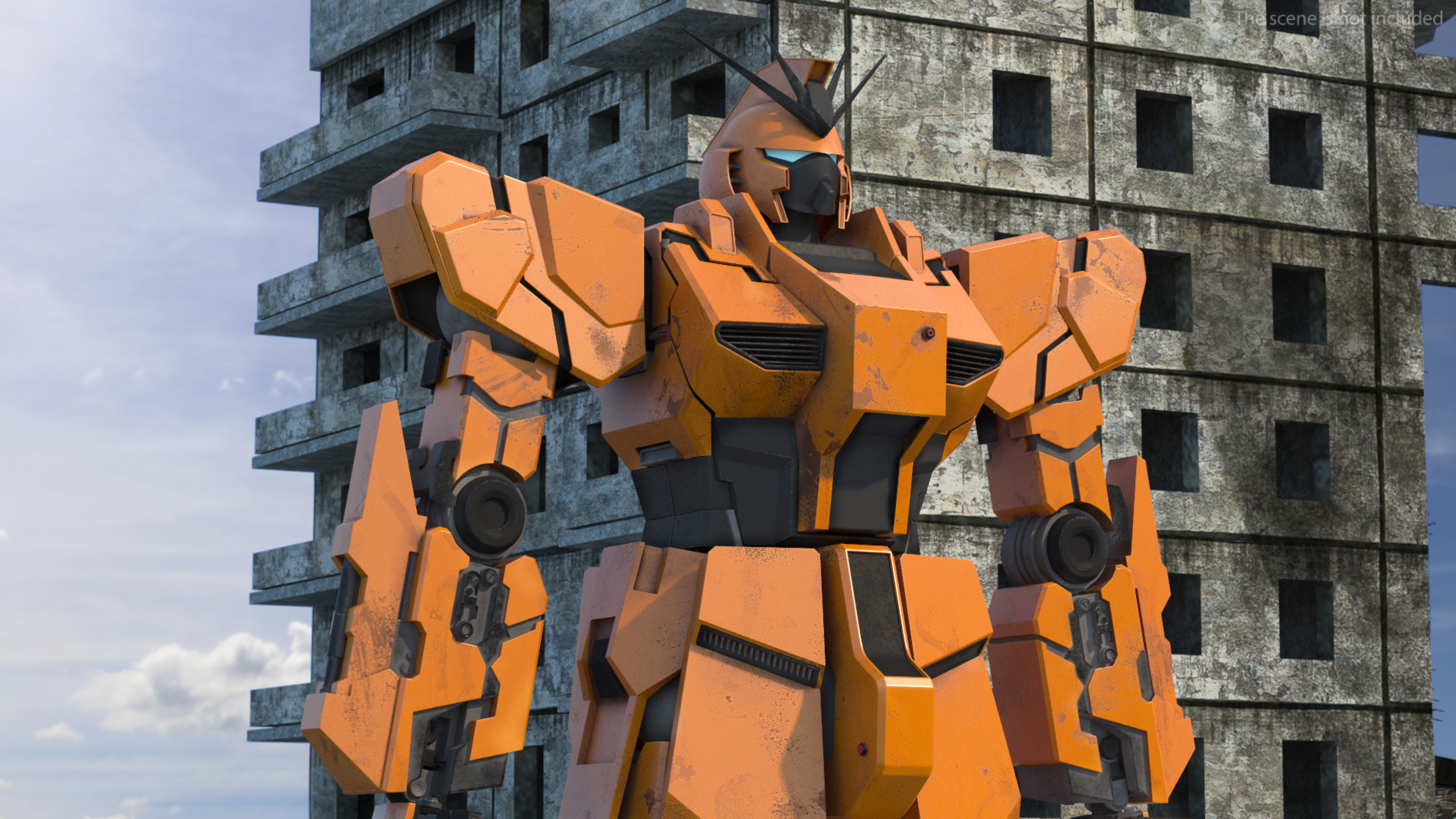 Yellow Combat Sci-Fi Robot 3D model_4
