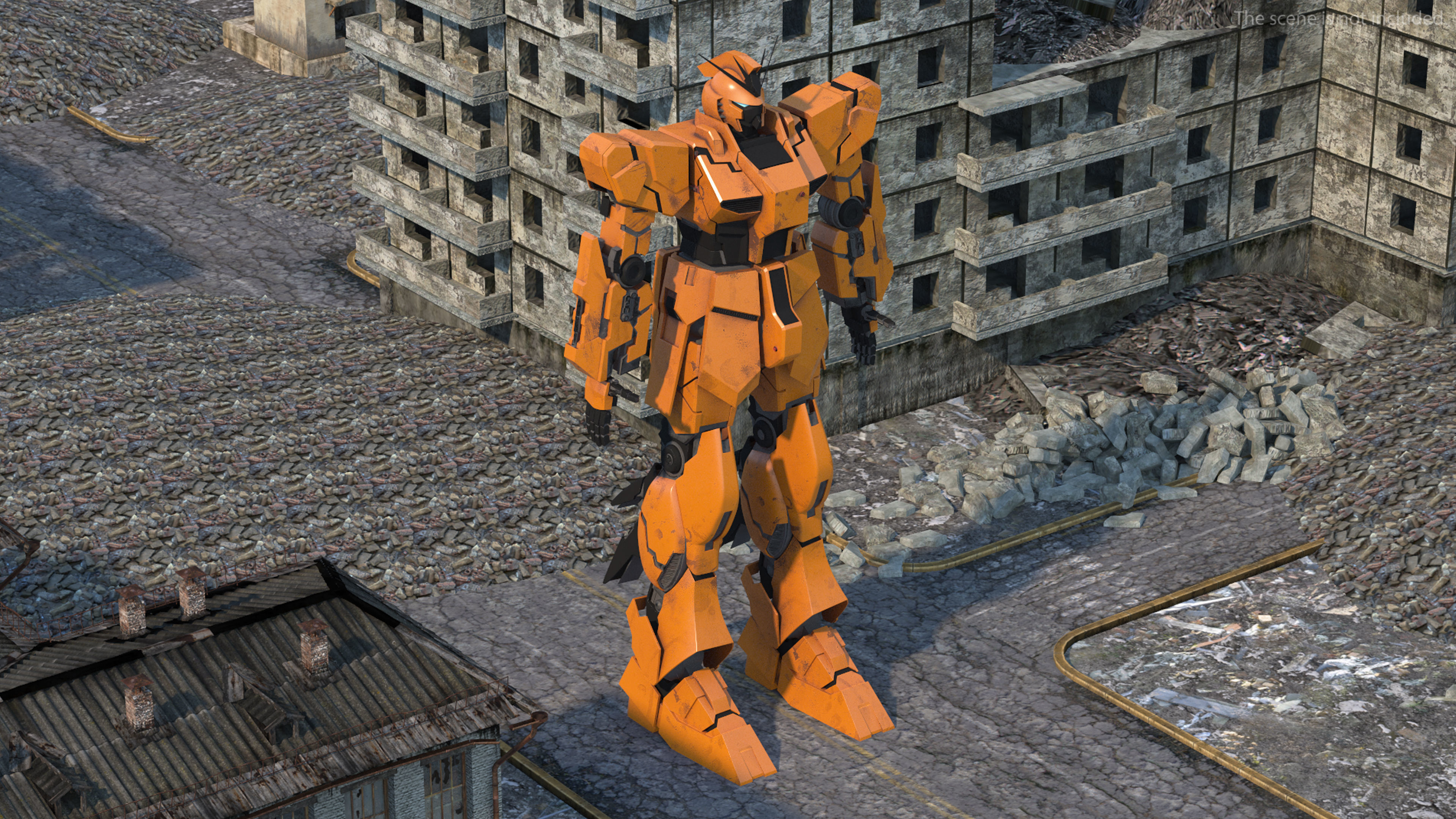 Yellow Combat Sci-Fi Robot 3D model_3