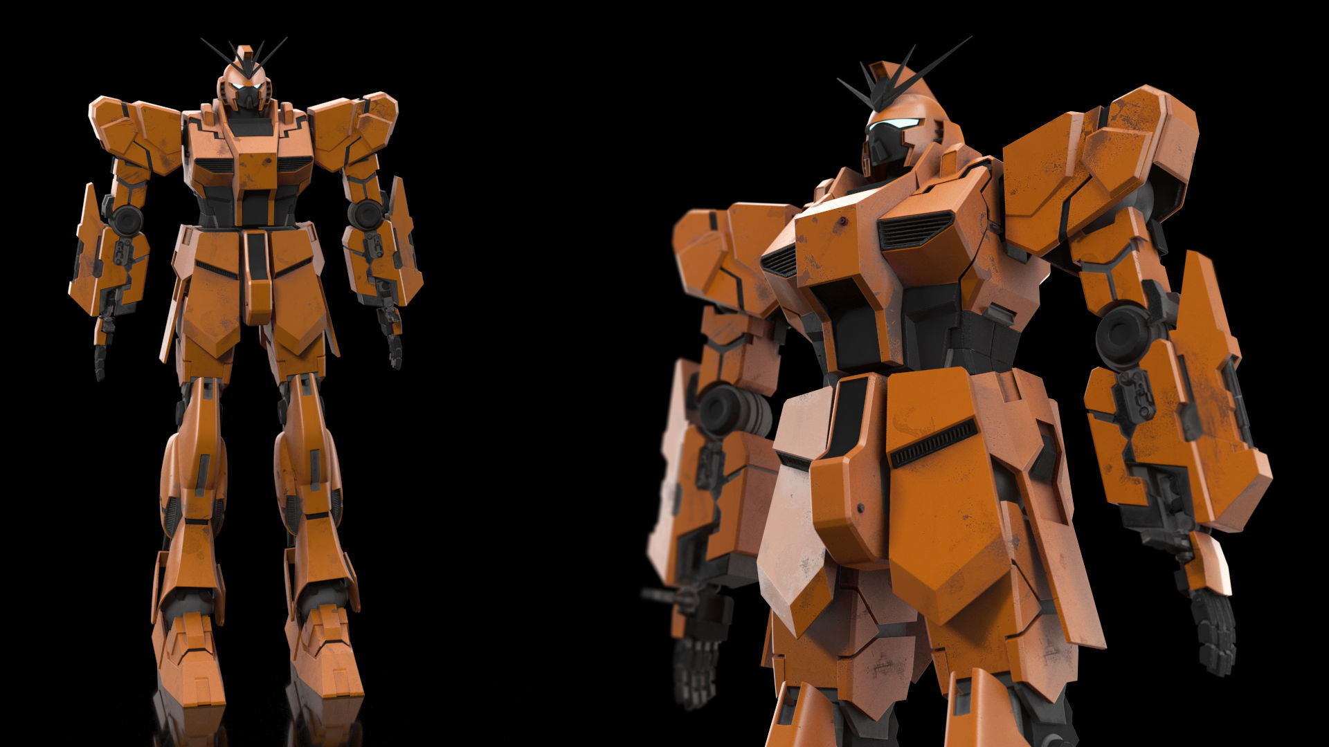 Yellow Combat Sci-Fi Robot 3D model_8