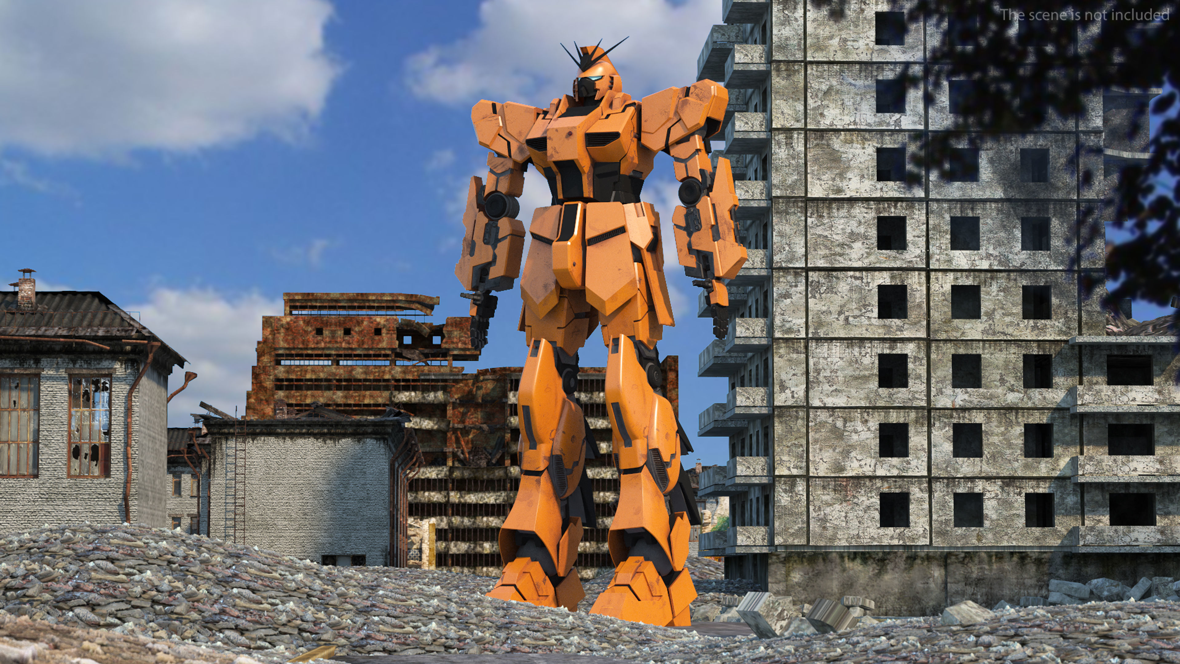 Yellow Combat Sci-Fi Robot 3D model_1